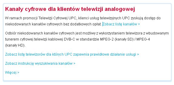 UPC bepłatny pakiet